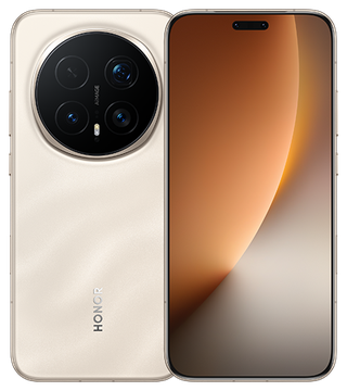 HONOR Magic8 Pro in Sunrise Gold, front and back