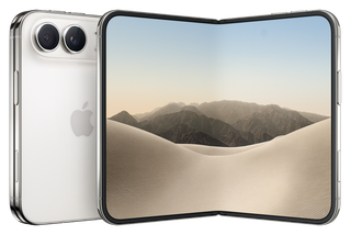 iPhone Duo in star white, folded rear and open interior display